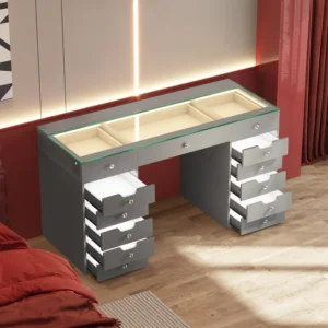 VANITII Eva Vanity Desk - 13 Storage Drawers with Full Light | White