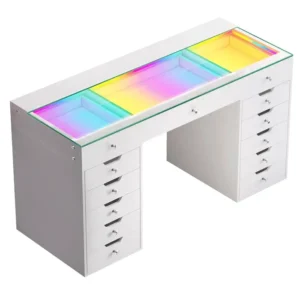 VANITII Eva-RGB Vanity Desk Pro - 13 Storage Drawers | Bright White