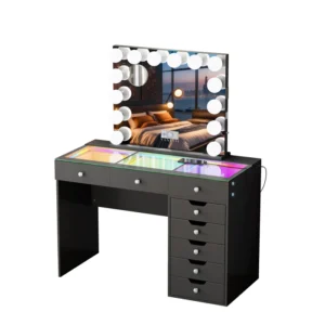 Promotion Deal!VANITII Diana Vanity Desk Set- 8 Storage Drawers with Vanity Mirror | Grey