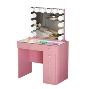 VANITII Mini Diana Vanity Set -6 Storage Drawers with Mirror | Pink