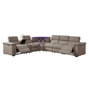 Luxury Leather Power Recliner with Rising Cabinet