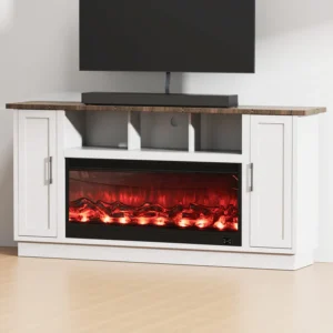 Fully Assembled TV stand with an electronic fireplace YQ18 | White