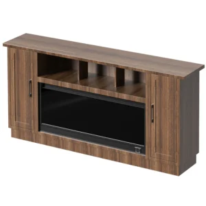 Fully Assembled TV stand with an electronic fireplace YQ18 | Brown